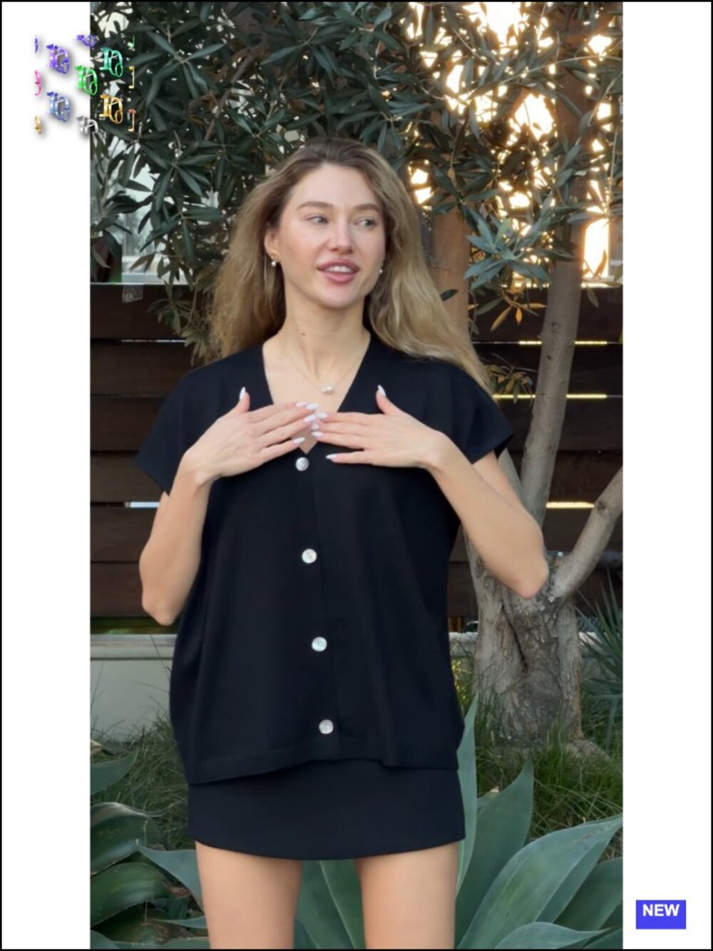 Oversized Short Sleeve V-Neck Cardigan Lightweight Knitted Button Down - Picture 5 of 6